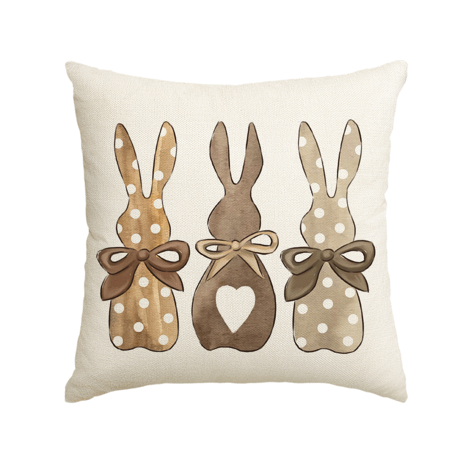 Sm:)e Polka Dot Love Heart Bunny Easter Throw Pillow Cover, 18 x 18 Inch Bow Rabbit Cushion Case Decoration for Sofa Couch